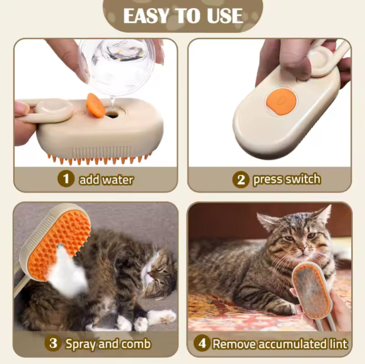 Spazzola con vapore per animali